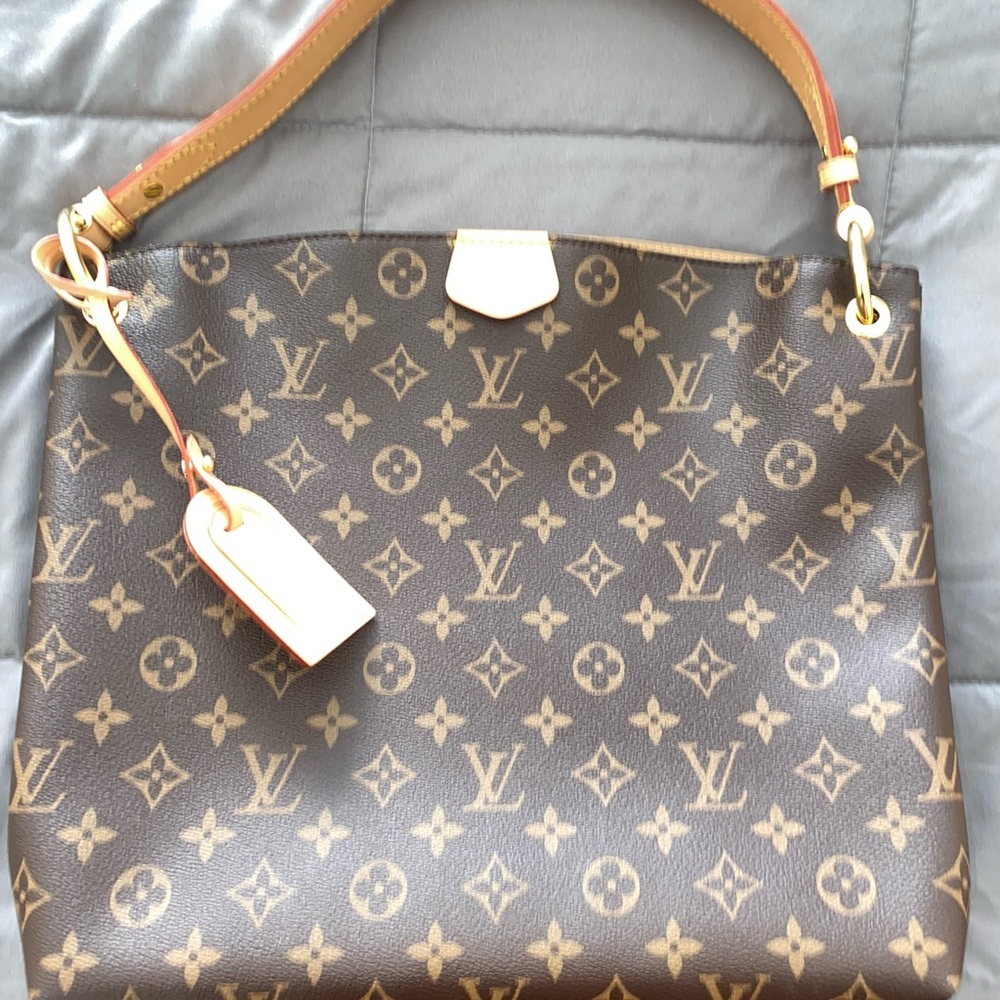 Louis Vuitton Monogram Canvas Shoulder Bag in Brown and Tan